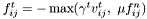 $ f_{ij}^t = - \max( \gamma^t v_{ij}^t,\ \mu f_{ij}^n)$