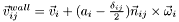 $ \vec{v}_{ij}^{wall}=\vec{v}_i + (a_i-\frac{\delta_{ij}}{2}) \vec{n}_{ij} \times \vec{\omega}_i $