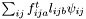 $\sum_{ij} f^t_{ija} l_{ijb} \psi_{ij}$