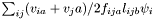 $\sum_{ij} (v_{ia}+v_ja)/2 f_{ija} l_{ijb} \psi_i$