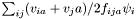 $\sum_{ij} (v_{ia}+v_ja)/2 f_{ija} \psi_i$